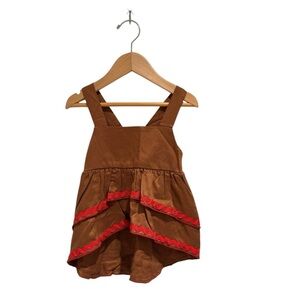 PAADE MODE Brown Hi-Low Tank with Red Rik Rak Trim - size 2
